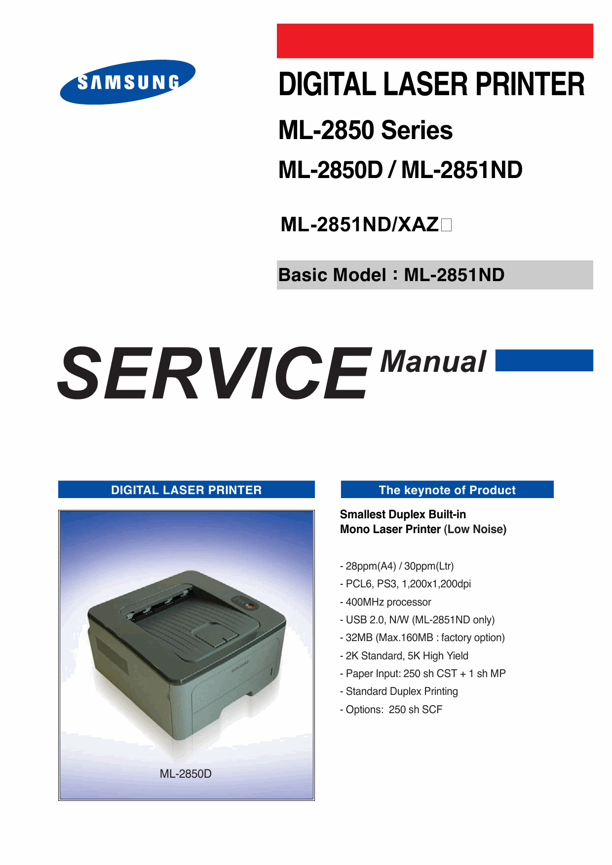 Samsung Laser-Printer ML-2850 2850D 2851ND Parts and Service Manual-1